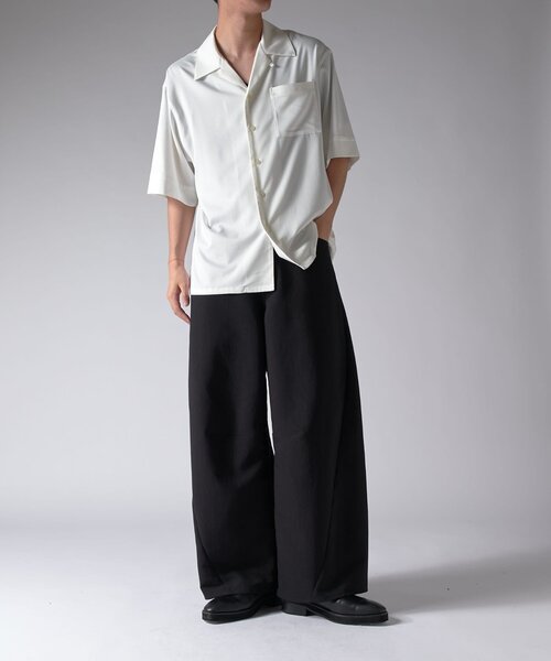 Lui's(ルイス)の「バンブーレーヨンオープンカラーシャツ(シャツ/ブラウス・メンズ・ブラック/ホワイト/チャコールグレー・M/S)」の8枚目の写真