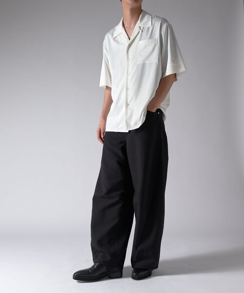 Lui's(ルイス)の「バンブーレーヨンオープンカラーシャツ(シャツ/ブラウス・メンズ・ブラック/ホワイト/チャコールグレー・M/S)」の9枚目の写真