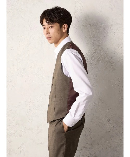 Perfect Suit FActory（パーフェクトスーツファクトリー）の「【EDWINコラボ】デニムライクウールセットアップベスト　ブラウン/カーキ/ブルー（スーツベスト・メンズ・ブルー/カーキ/ブラウン・LL/S/M/L）」の10枚目の写真