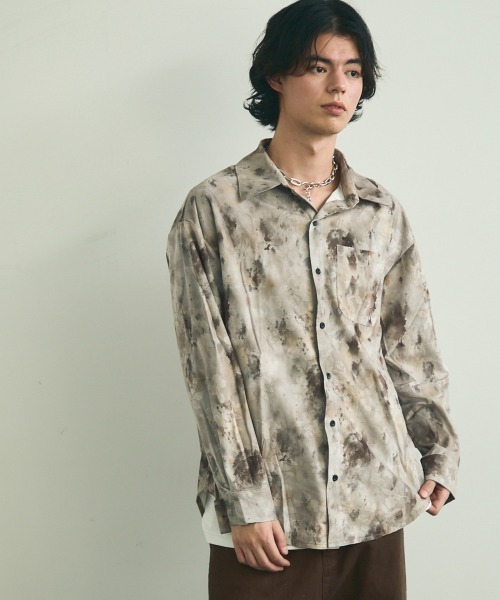 Shoowtime(ショウタイム)の「Abstract all-over regular collar long sleeve shirt / アブストラクトオールオーバーレギュラーカラー長袖シャツ(シャツ/ブラウス・メンズ・ベージュ系/カーキ系・MEDIUM/LARGE/X-LARGE)」の4枚目の写真