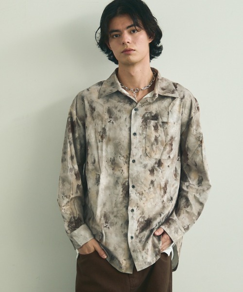 Shoowtime(ショウタイム)の「Abstract all-over regular collar long sleeve shirt / アブストラクトオールオーバーレギュラーカラー長袖シャツ(シャツ/ブラウス・メンズ・ベージュ系/カーキ系・MEDIUM/LARGE/X-LARGE)」の5枚目の写真