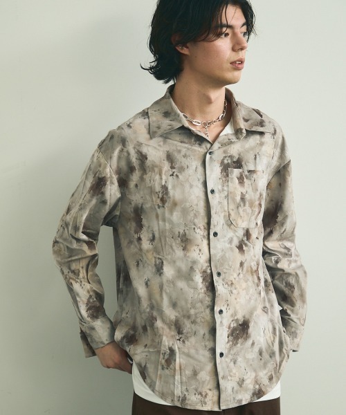 Shoowtime(ショウタイム)の「Abstract all-over regular collar long sleeve shirt / アブストラクトオールオーバーレギュラーカラー長袖シャツ(シャツ/ブラウス・メンズ・ベージュ系/カーキ系・MEDIUM/LARGE/X-LARGE)」の6枚目の写真