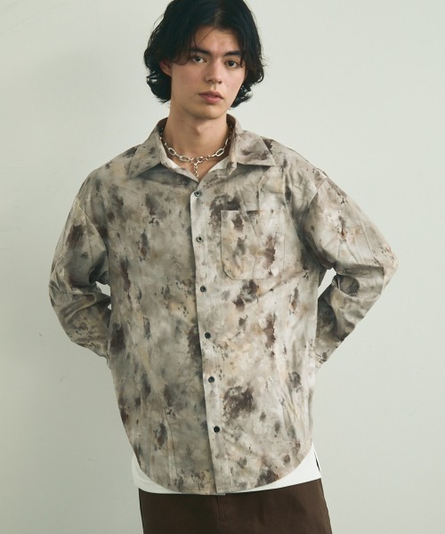 Shoowtime(ショウタイム)の「Abstract all-over regular collar long sleeve shirt / アブストラクトオールオーバーレギュラーカラー長袖シャツ(シャツ/ブラウス・メンズ・ベージュ系/カーキ系・MEDIUM/LARGE/X-LARGE)」の7枚目の写真