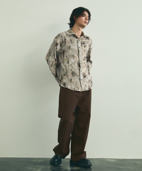 Shoowtime(ショウタイム)の「Abstract all-over regular collar long sleeve shirt / アブストラクトオールオーバーレギュラーカラー長袖シャツ(シャツ/ブラウス・メンズ・ベージュ系/カーキ系・MEDIUM/LARGE/X-LARGE)」の14枚目の写真