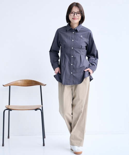 Arnold Palmer（アーノルドパーマー）の「EVERY DAY イージーケア ウエストタック シャツチュニック（シャツワンピース・レディース・チャコールグレー/コーラル/ホワイト・M/L/S）」の7枚目の写真