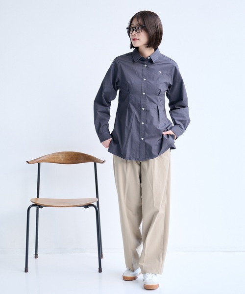 Arnold Palmer（アーノルドパーマー）の「EVERY DAY イージーケア ウエストタック シャツチュニック（シャツワンピース・レディース・チャコールグレー/コーラル/ホワイト・M/L/S）」の8枚目の写真