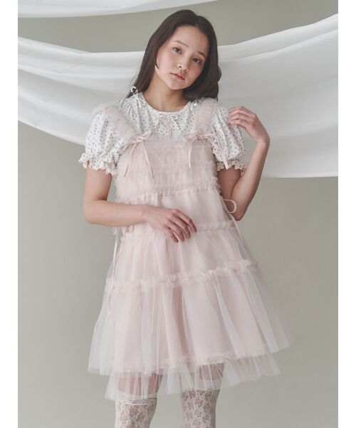 merry jenny(メリージェニー)の「petit flowerキャンディーパフ(Tシャツ/カットソー・レディース・ブルー/ピンク・FREE)」の3枚目の写真