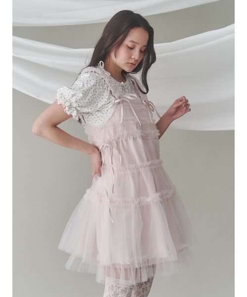 merry jenny(メリージェニー)の「petit flowerキャンディーパフ(Tシャツ/カットソー・レディース・ブルー/ピンク・FREE)」の4枚目の写真