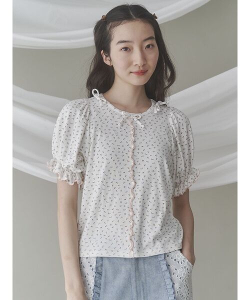 merry jenny(メリージェニー)の「petit flowerキャンディーパフ(Tシャツ/カットソー・レディース・ブルー/ピンク・FREE)」の7枚目の写真