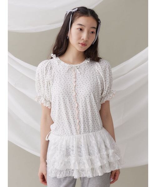 merry jenny(メリージェニー)の「petit flowerキャンディーパフ(Tシャツ/カットソー・レディース・ブルー/ピンク・FREE)」の9枚目の写真