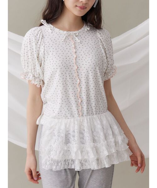 merry jenny(メリージェニー)の「petit flowerキャンディーパフ(Tシャツ/カットソー・レディース・ブルー/ピンク・FREE)」の10枚目の写真