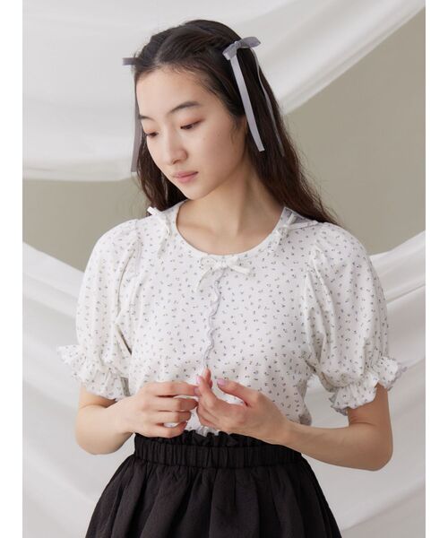 merry jenny(メリージェニー)の「petit flowerキャンディーパフ(Tシャツ/カットソー・レディース・ブルー/ピンク・FREE)」の14枚目の写真