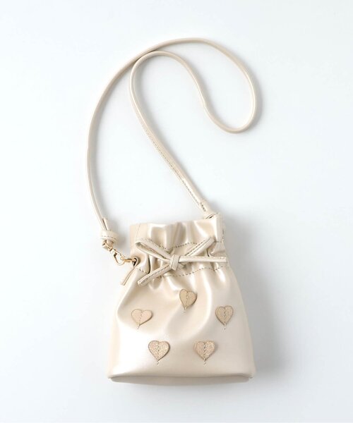 apres les cours（アプレレクール）の「ハートモチーフ巾着ポシェット（ショルダーバッグ・キッズ・アイボリー/シルバー・FREE）」の11枚目の写真