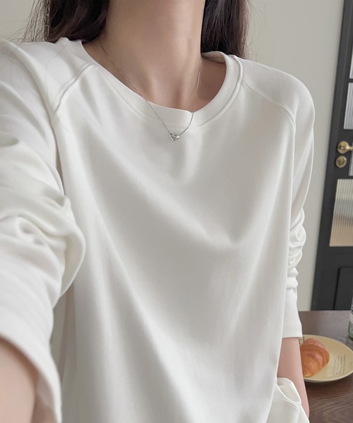BANICO(バニコ)の「ラグランスリーブコットンロングTシャツ(Tシャツ/カットソー・レディース・ホワイト/ダークグレー・FREE)」の11枚目の写真