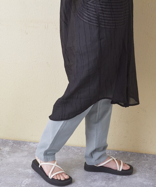 CUBE SUGAR（キューブシュガー）の「シアーストライプシャツワンピース（シャツワンピース・レディース・ブラック/ピンク/ホワイト・M）」の16枚目の写真