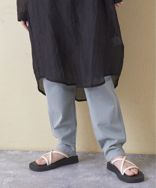 CUBE SUGAR（キューブシュガー）の「シアーストライプシャツワンピース（シャツワンピース・レディース・ブラック/ピンク/ホワイト・M）」の15枚目の写真