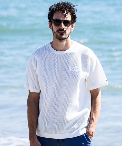 【1PIU1UGUALE3 RELAX】クレープニット ロゴ 半袖 Tシャツ 1PIU1UGUALE3 RELAX】クレープニット ロゴ 半袖 Tシャツ (T