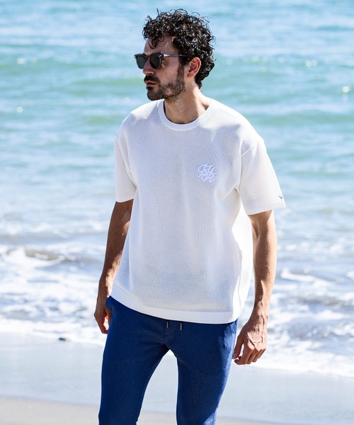 【1PIU1UGUALE3 RELAX】ベーシック 半袖 ニットTシャツ 1PIU1UGUALE3 RELAX】ベーシック半袖ニットTシャツ