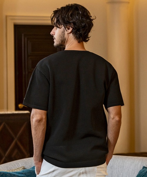 【1PIU1UGUALE3 RELAX】クレープニット ロゴ 半袖 Tシャツ 1PIU1UGUALE3 RELAX】クレープニット ロゴ 半袖 Tシャツ
