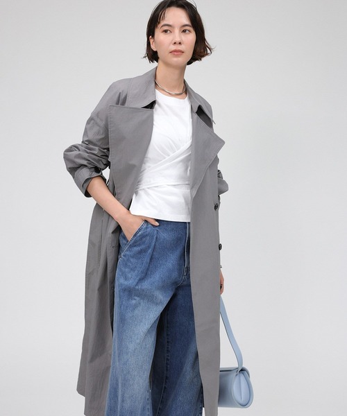 BABYLONE（バビロン）の「ライトロングトレンチコート（トレンチコート・レディース・チャコール/ベージュ・フリー）」の3枚目の写真