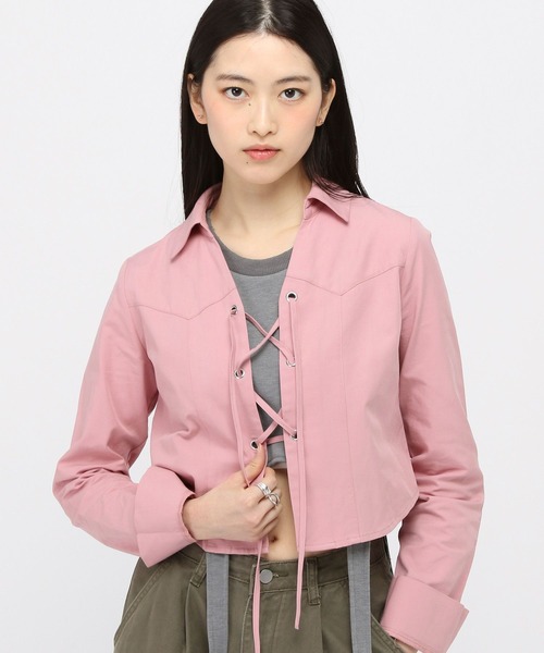 3.3 Field Trip (3.3フィールドトリップ)の「3.3 Field Trip/ウエスタン編み上げシャツ(シャツ/ブラウス・レディース・ピンク/ブラウン・FREE)」の2枚目の写真