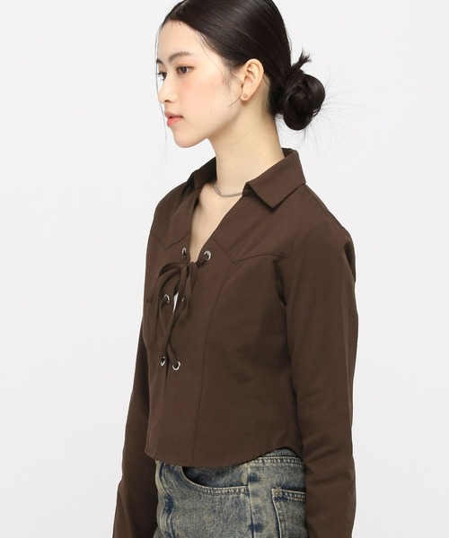 3.3 Field Trip (3.3フィールドトリップ)の「3.3 Field Trip/ウエスタン編み上げシャツ(シャツ/ブラウス・レディース・ピンク/ブラウン・FREE)」の19枚目の写真