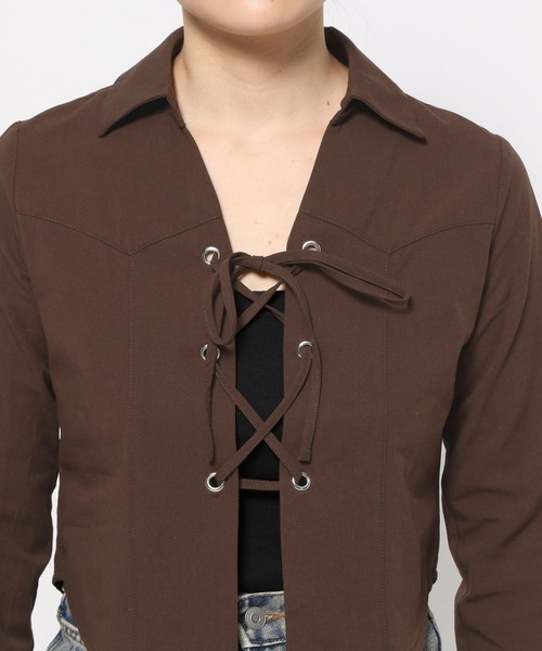 3.3 Field Trip (3.3フィールドトリップ)の「3.3 Field Trip/ウエスタン編み上げシャツ(シャツ/ブラウス・レディース・ピンク/ブラウン・FREE)」の4枚目の写真