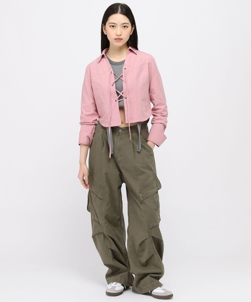 3.3 Field Trip (3.3フィールドトリップ)の「3.3 Field Trip/ウエスタン編み上げシャツ(シャツ/ブラウス・レディース・ピンク/ブラウン・FREE)」の10枚目の写真