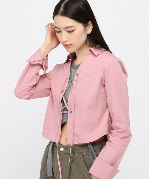 3.3 Field Trip (3.3フィールドトリップ)の「3.3 Field Trip/ウエスタン編み上げシャツ(シャツ/ブラウス・レディース・ピンク/ブラウン・FREE)」の14枚目の写真