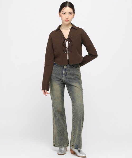 3.3 Field Trip (3.3フィールドトリップ)の「3.3 Field Trip/ウエスタン編み上げシャツ(シャツ/ブラウス・レディース・ピンク/ブラウン・FREE)」の15枚目の写真