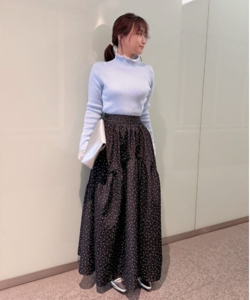 QUEENS COURT(クイーンズコート)の「ドットフレアギャザースカート≪手洗い可能≫(スカート・レディース・グレー系その他/ブラック系その他・M)」の15枚目の写真