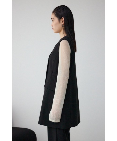AZUL by moussy(アズールバイマウジー)の「Aラインミディ丈ジレ(ベスト・レディース・ライトベージュ/ブラック・FREE)」の7枚目の写真