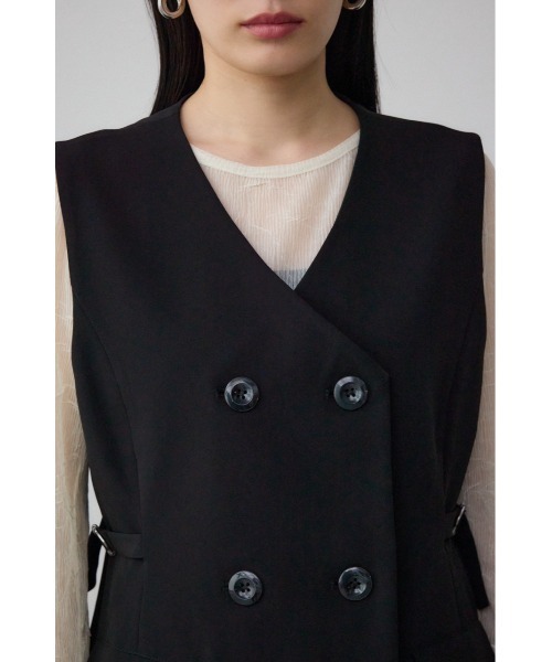 AZUL by moussy(アズールバイマウジー)の「Aラインミディ丈ジレ(ベスト・レディース・ライトベージュ/ブラック・FREE)」の9枚目の写真