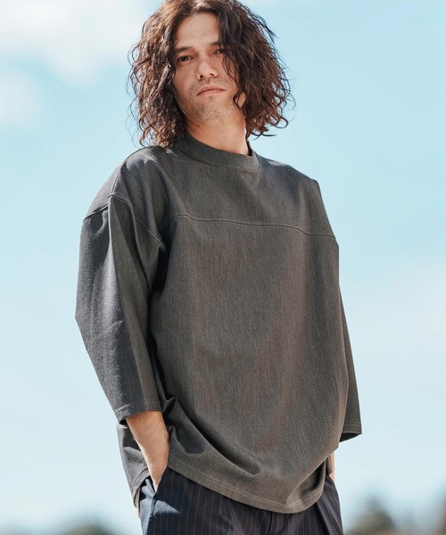 セール】mlt5099-カットデニム7分袖フットボールT（Tシャツ/カットソー