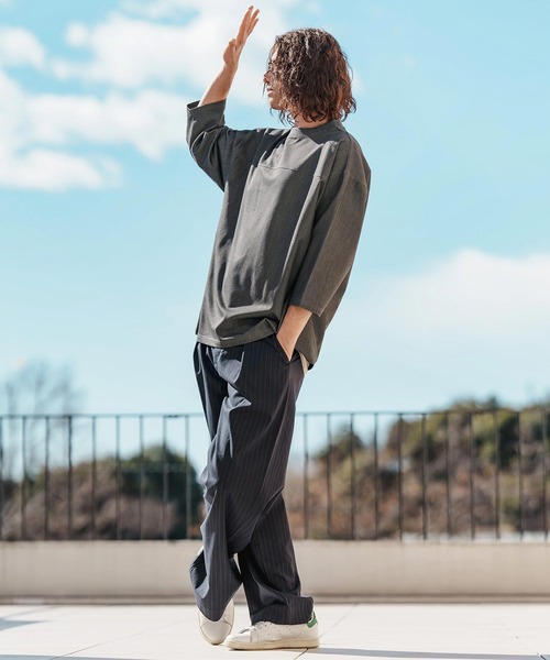 CAMBIO(カンビオ)の「mlt5099-カットデニム7分袖フットボールT(Tシャツ/カットソー・メンズ・ブラック/ネイビー/ブルー・S/M/L)」の8枚目の写真