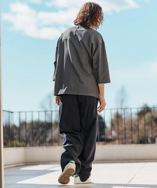 CAMBIO(カンビオ)の「mlt5099-カットデニム7分袖フットボールT(Tシャツ/カットソー・メンズ・ブラック/ネイビー/ブルー・S/M/L)」の9枚目の写真