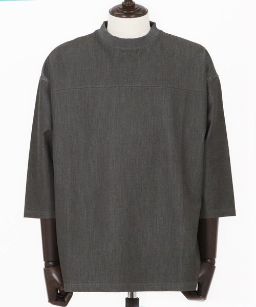 CAMBIO(カンビオ)の「mlt5099-カットデニム7分袖フットボールT(Tシャツ/カットソー・メンズ・ブラック/ネイビー/ブルー・S/M/L)」の22枚目の写真