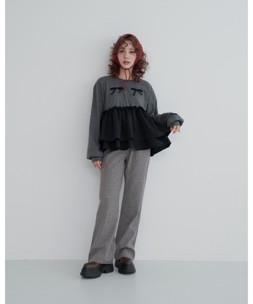 sidefrill loose pants【低身長~高身長】（スラックス
