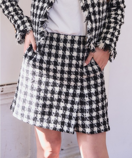 Meline M(メリンエム)の「Tweed Skort ツイードスカパン(その他パンツ・レディース・ホワイト系その他/ブラック×ホワイト・FREE)」の4枚目の写真