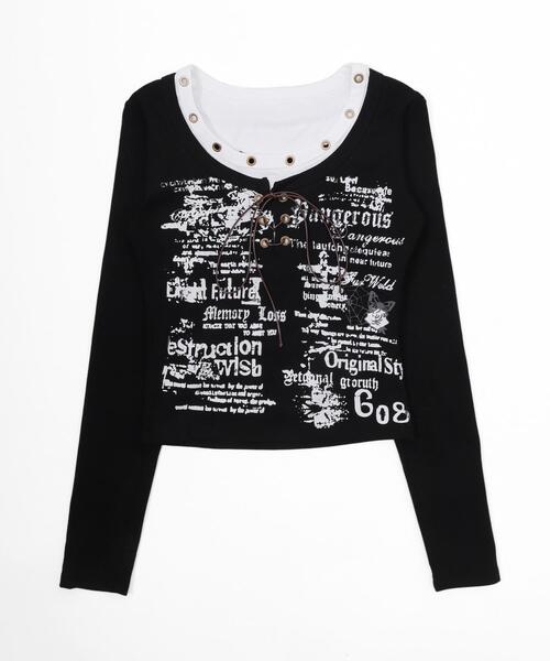 dispark（ディスパーク）の「DISPARK/ハトメネックデザイントップス（Tシャツ/カットソー・レディース・ブラック/ブラウン・FREE）」の13枚目の写真