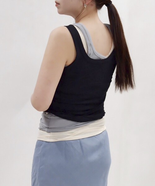 BASERANGE(ベースレンジ)の「Baserange/ベースレンジ HEART TANK / TOHT-RB-000 / TOHT-RB-SP25 / ハートタンク(タンクトップ・レディース・ホワイト/ブラック/サックスブルー・MEDIUM)」の7枚目の写真