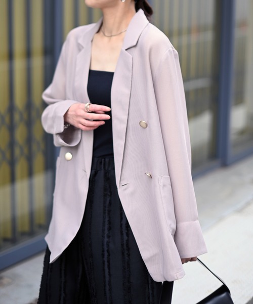 Marient（マリエント）の「メッシュダブルJK（テーラードジャケット・レディース・ブラック/ベージュ・FREE）」の3枚目の写真