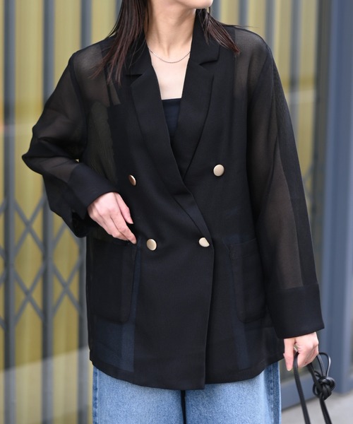 Marient（マリエント）の「メッシュダブルJK（テーラードジャケット・レディース・ブラック/ベージュ・FREE）」の21枚目の写真