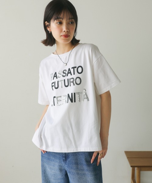 Bou Jeloud(ブージュルード)の「スパンコールロゴT(Tシャツ/カットソー・レディース・ブラック/オフホワイト・FREE)」の6枚目の写真