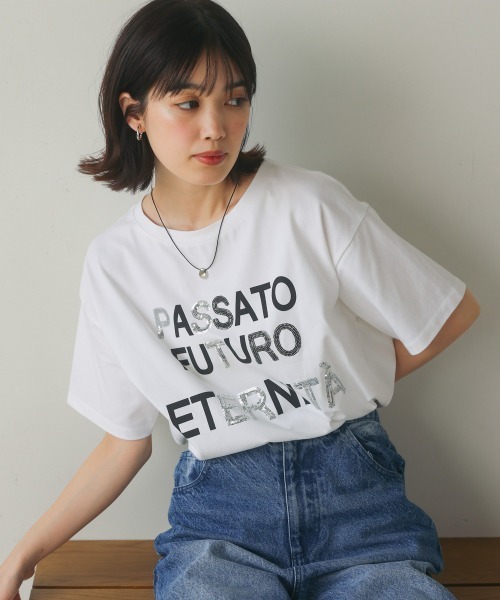 Bou Jeloud(ブージュルード)の「スパンコールロゴT(Tシャツ/カットソー・レディース・ブラック/オフホワイト・FREE)」の9枚目の写真