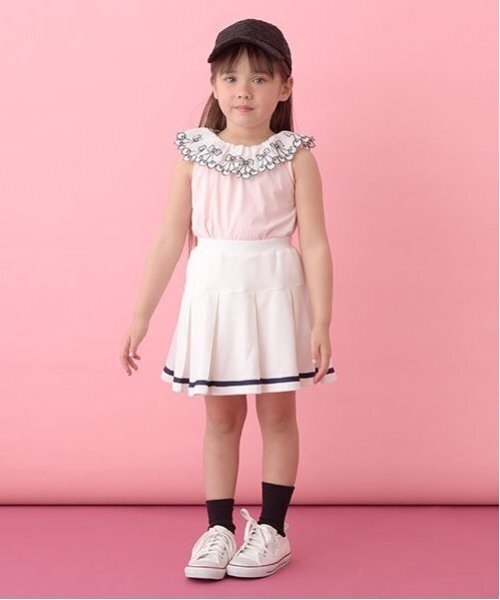 Lycee mine(リセマイン)の「【ソフトコットン】チェリーレース衿トップス(タンクトップ・キッズ・ライトオレンジ系/ベビーピンク/オフホワイト/ライトグリーン/ブルー系その他2・110cm/130cm/100cm/120cm/140cm/150cm)」の13枚目の写真