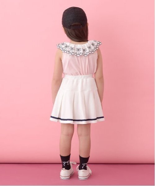 Lycee mine(リセマイン)の「【ソフトコットン】チェリーレース衿トップス(タンクトップ・キッズ・ライトオレンジ系/ベビーピンク/オフホワイト/ライトグリーン/ブルー系その他2・110cm/130cm/100cm/120cm/140cm/150cm)」の9枚目の写真