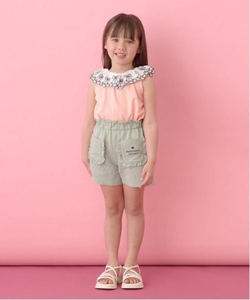 Lycee mine(リセマイン)の「【ソフトコットン】チェリーレース衿トップス(タンクトップ・キッズ・ライトオレンジ系/ベビーピンク/オフホワイト/ライトグリーン/ブルー系その他2・110cm/130cm/100cm/120cm/140cm/150cm)」の18枚目の写真