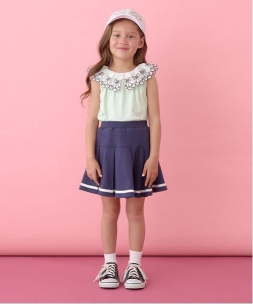 Lycee mine(リセマイン)の「【ソフトコットン】チェリーレース衿トップス(タンクトップ・キッズ・ライトオレンジ系/ベビーピンク/オフホワイト/ライトグリーン/ブルー系その他2・110cm/130cm/100cm/120cm/140cm/150cm)」の21枚目の写真