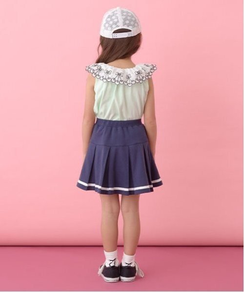 Lycee mine(リセマイン)の「【ソフトコットン】チェリーレース衿トップス(タンクトップ・キッズ・ライトオレンジ系/ベビーピンク/オフホワイト/ライトグリーン/ブルー系その他2・110cm/130cm/100cm/120cm/140cm/150cm)」の10枚目の写真